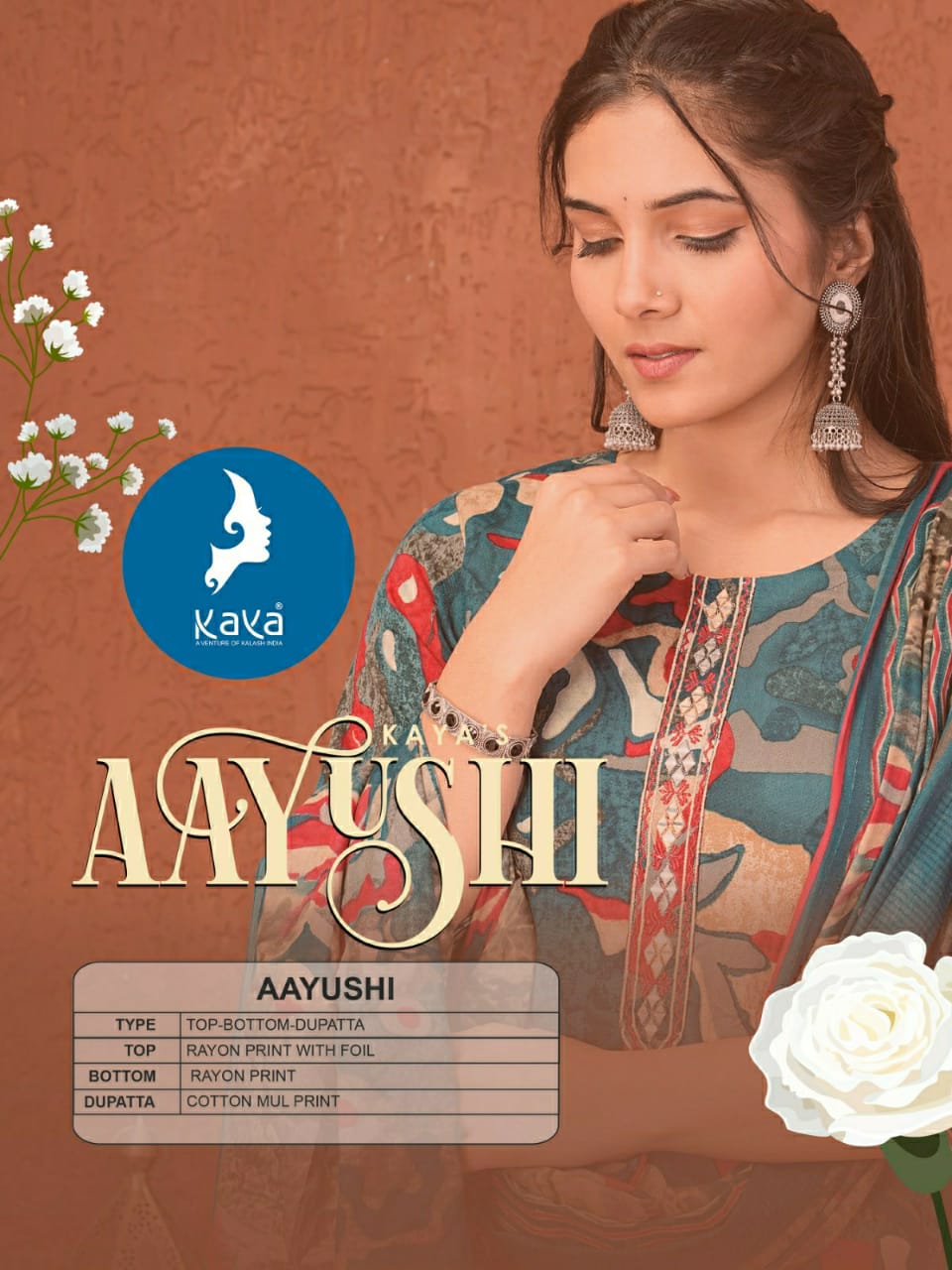 Aayushi By Kaya Rayon Foil Printed Kurti With Bottom Dupatta Wholesale Clothing Suppliers In India

